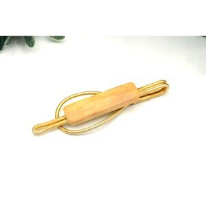 Vintage Gold-Tone & Faux Wood Tie Bar